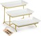 3-Tier Porcelain Serving Tray Stand – (12", Gold) with Collapsible Rack, Ideal for Holidays & Entertaining
